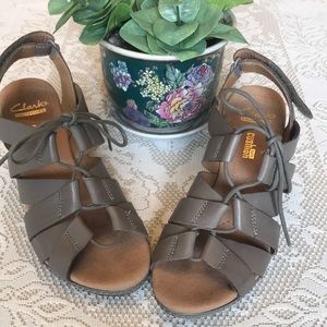 Clarks cork wedge sandals